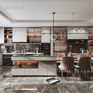 Hiện đại Modular tủ bếp thiết kế PVC đảo sẵn sàng để lắp ráp tủ bếp với đảo bộ hoàn chỉnh cho biệt thự - Product Image 6