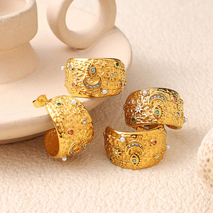 Pendientes de Aro con Baño de Oro de 18K, Imitación de Perlas y Diseño de Estrella, Joyería para Mujer para Fiestas - Product Image 1