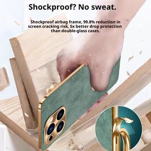 Para Apple 17 Promax funda de teléfono de piel de oveja galvanoplastia para Iphone 16 Anti Drop 15 funda protectora de cuero de gama alta - Product Image 6