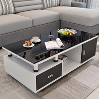 Meuble de salon en verre de style simple, de bonne qualité, moderne, luxe léger, meuble TV en MDF, table basse design avec rangement