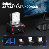 Station d'accueil pour disque dur externe double baie FIDECO en plastique, USB 3.0, SATA, prise en charge jusqu'à 22 To, station d'accueil pour disque dur