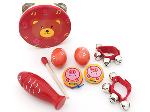 Juego de Instrumentos de Percusión Orff de Madera con Animales Adorables, Maraca, Castañuela, Pandereta, Agitador de Mano de Madera con Forma de Pez, Material Didáctico - Product Image 6