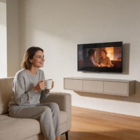 Meuble TV flottant moderne avec rangement intégré, console murale en bois pour salon et chambre à coucher