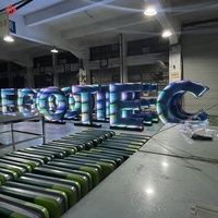 Enseigne lumineuse LED en acrylique imperméable pour bâtiment, miroir infini RGB, impression 3D, lettres en métal en acier inoxydable rétroéclairées