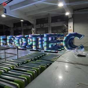 Enseigne lumineuse LED en acrylique imperméable pour bâtiment, miroir infini RGB, impression 3D, lettres en métal en acier inoxydable rétroéclairées - Product Image 6