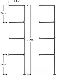 Étagère murale industrielle à 4 niveaux X2, étagère à tuyau en fer noir, étagère de rangement rétro, étagère à tuyau, étagère suspendue - Product Image 4