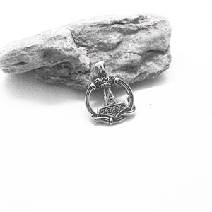 Yunnique Thunder Hammer – collier avec pendentif en acier inoxydable, bijoux unisexes, cadeau, style punk européen, design rond - Product Image 2