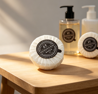 Savon d'hôtel minimaliste emballé individuellement, rond, pour hôtel, spa et maison d'hôtes