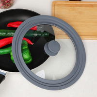 Couvre-plat universel en silicone pour casseroles et poêles, couvercle en verre trempé multi-tailles avec motif rond pour cuisines et ustensiles de cuisine
