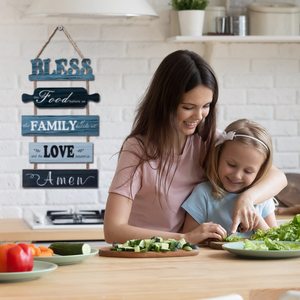 Bless the Food Before Us Sign Farmhouse Kitchen Decoración de pared personalizada Rústico Comedor Arte de la pared Decoración Vintage Colgando Letreros de madera - Product Image 3
