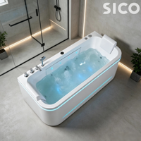 Baignoire SPA autoportante en acrylique blanche de luxe avec jets d'hydro-massage, drain et robinet inclus, pour usage intérieur ou hôtels