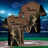 Maillot de baseball personnalisé avec broderie du design CHAMPION Batter Silhouette, OEM POD, nom et numéro personnalisés, haut pour homme