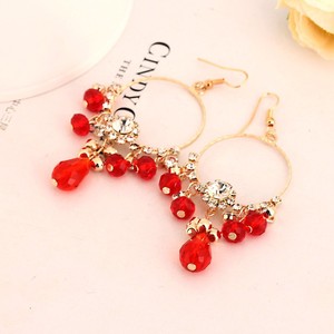 Fashion Jewelry <b>Earrings</b> Simple Ear <b>Hook</b> Long Circle Crystal Earline E167 - Product Image 2