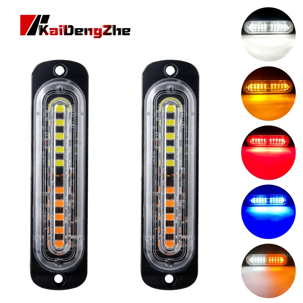 Luz de advertencia LED ámbar para coche, marcador lateral, flash, para camión, remolque, RV, coche, barco, autobús, camión, 10LED