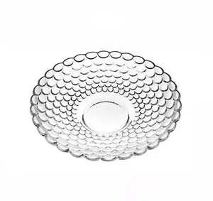 Piatto da sposa in vetro con perline da 9.5 "Bar KTV Home Party vassoio per frutta piatto con gocce di rugiada incise 24cm caramelle dessert noci piatti per caricabatterie