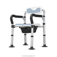 Chaise de toilette pliante en aluminium avec accoudoirs rembourrés et cadre de sécurité portable