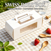 Scatola per Torte in Carta Alimentare All'Ingrosso con Manico e Finestra, Confezione Monouso per Pasticceria, per Rotoli Svizzeri e Dessert
