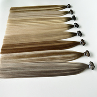Ashy Rooted Platinum Blonde Italian Glue Kératine Flat Tip Cuticule Remy Hair Extensions