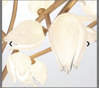 Luxe Français Restaurant Branche Lustre À La Main Tulipes Fleur En Verre Suspendu Hôtel Salon Luminaire Plafonnier