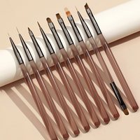 Vente en gros, lot de 9 pinceaux pour manucure en acrylique, outils peints, stylo de photothérapie, stylo à cordes