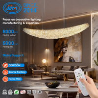Lustre de luxe contemporain de haute qualité pour salon, lampe suspendue LED en cristal et fer avec télécommande