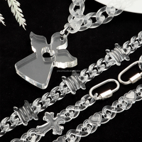 Collar con colgante de acrílico transparente de moda único, joyería de pareja, cadena de eslabones Punk, collar de corazón de Ángel personalizado 2025