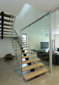 <span class=keywords><strong>Escalier</strong></span> droit flottant sur mesure en bois de haute qualité avec rampe en verre pour villa intérieure - Product Image 4