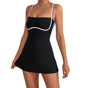 Robe pour <span class=keywords><strong>femme</strong></span> avec bretelles contrastées et coussinets de poitrine pour éviter les reflets, leggings pour le sport et la remise en forme, <span class=keywords><strong>jupe</strong></span> de <span class=keywords><strong>tennis</strong></span> - Product Image 1
