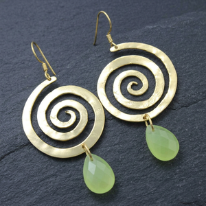 Boucles d'oreilles pendantes en argent sterling 925 plaqué rhodium demi-micron avec pierre précieuse Prehnite, bijoux de mariage - Product Image 3