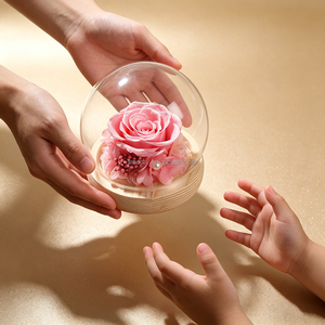 Rosa Eterna de Alta Calidad <span class=keywords><strong>en</strong></span> Caja de Cristal, Ideal para Regalos de San Valentín, Sorpresas de Cumpleaños, Decoración de Estantes del Hogar y Vestíbulos de Hotel, Regalos de Aniversario - Product Image 1
