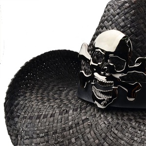 Unisex Keith <span class=keywords><strong>Peter</strong></span> <span class=keywords><strong>Grimm</strong></span> Osborn crossbones rơm mũ cao bồi màu đen Một kích thước phù hợp với trẻ em và người lớn cho các bên Halloween sự kiện - Product Image 5