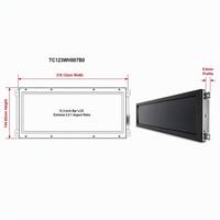 شاشة LCD من TMK مقاس 12.3 بوصة بدقة 1920×720 عالية الوضوح وتقنية IPS، قابلة للقراءة تحت أشعة الشمس، 1000 شمعة، 50 دبوس LVDS، شاشة LED للوحة التحكم في الآلات الثقيلة
