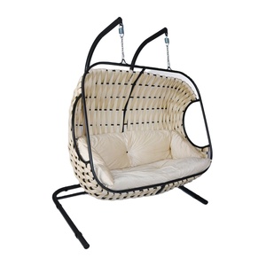 Mobilier d'extérieur moderne pour l'intérieur, le jardin en bois, balançoire œuf suspendue avec support métallique pour adultes, balançoire pour patio, pour hôtel - Product Image 1