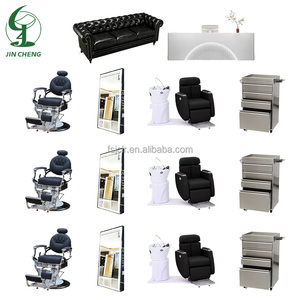 Jincheng Salonmeubilair Zwarte Stoel Salonspiegel Licht Zwarte <span class=keywords><strong>Trolley</strong></span> Schoonheidssalon Balie met LED - Product Image 4