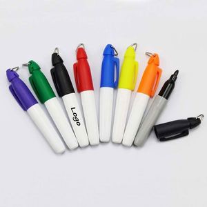 Custom Mini Plastic <b>Permanent</b> <b>Marker</b> Pen with Keyring Silk Screen Printed Promotional Business Gift with Logo - Product Image 1