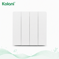 Interrupteur mural Kolani British Standard 90x86mm blanc mat, 4 boutons, 2 voies, 10AX 250V, norme britannique