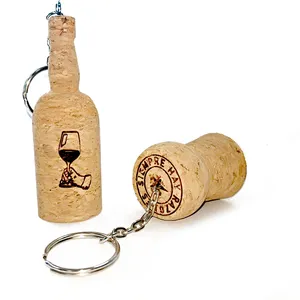 Floating Cork Key Ring Custom Simple Double Side Laser Logo Wooden OEM Style