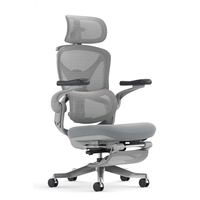 Chaise de bureau ergonomique avec appui-tête 5D, accoudoirs en PU, dossier en mesh, soutien lombaire réglable, siège coulissant, inclinaison à quatre positions, pivotante
