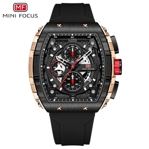Reloj de Cuarzo Cuadrado Multifunción Mini Focus 0399G de Primera Marca, Nuevo, para Hombre, Resistente al Agua, con Calendario, Correa de Silicona, Reloj Masculino - Product Image 1