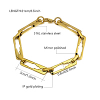 Collier ras du cou tendance en acier inoxydable plaqué or 18 carats avec maillons rectangulaires ajourés, bijou fantaisie pour femme, idéal comme cadeau
