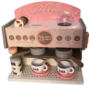 Kinderkaffeemaschine mit Mühle hölzerner Espressomaschinen-Spielzeug-Set Kleinkind-Spielzeug Küchenzubehör Spielzeug Küchen-Sets