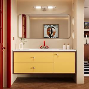 2026 Colorful Color Matching Design Ceramic Integrated Basin Intelligent <b>Mirror</b> Cabinet Bathroom Cabinet - Product Image 2