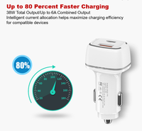 Chargeur de voiture USB mini 38W avec USB C PD et USB A QC3.0, adaptateur de charge rapide 12V 24V, fabrication OEM ODM, vente en gros