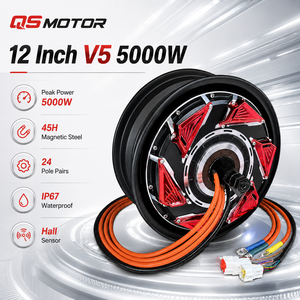 Motor QSMOTOR de 12 Pulgadas V5 5000W 45H48-96V, Motor de Freno de Disco Impermeable con Imán Permanente de CC sin Escobillas para Bicicletas Eléctricas - Product Image 2