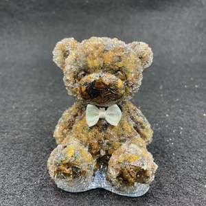 Vente en gros de gravier en cristal naturel mignon ours couché assis pour la maison décoration de voiture ornements gravé animal cadeau - Product Image 2