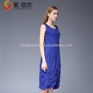 Nuovo Prodotto Casuale Pieghettato Forma di Foglia Abito Senza Maniche Delle Donne del Vestito - Product Image 4
