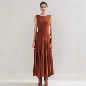 Abito senza maniche elegante con drappeggio e Design di nicchia vietnamita <span class=keywords><strong>gonna</strong></span> lunga a vita semplice - Product Image 1