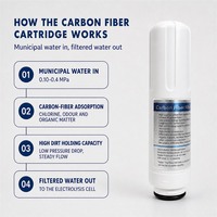 Kartrid Filter Pengganti EHM-729 Elemen Filter Air Serat Karbon untuk Mesin Ionizer Air Alkali, Filter Belakang