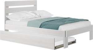 <span class=keywords><strong>Lit</strong></span> superposé moderne en bois massif avec tête <span class=keywords><strong>de</strong></span> <span class=keywords><strong>lit</strong></span> en planches et rangement coulissant, finition blanc cassé, mobilier <span class=keywords><strong>de</strong></span> chambre à coucher - Product Image 2