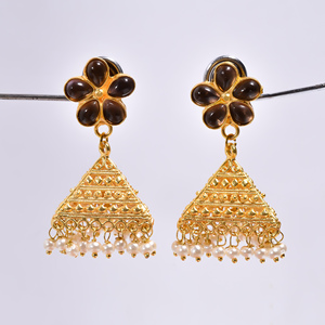 Custom Designed Traditional Indian Fashion Dangle <b>Earrings</b> 18k Gold Plated <b>Jhumka</b> Women's Fashion Manufacturer - Product Image 3